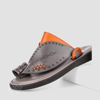 نعال شرقي طبي إيطالي جلد رمادي مطرز