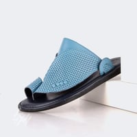 نعال خليجي جلد كحلي وسماوي من ماركو