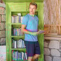 طقم بيجامة قطن من قطعتين تركي سماوي وكحلي