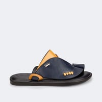 أحذية رجالية جلد فاخر كحلي وأصفر