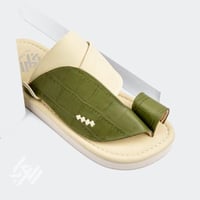 نعال سعودي وطني جلد سكري وأخضر