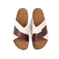 نعال رجالي اسباني بلون احمر داكن واوف وايت