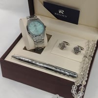 طقم رجالي ساعه فضي مينا تيفاني