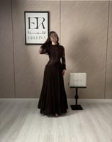 فستان طقم دلوعات بني