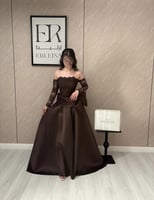 فستان كاف دانتيل بني