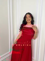 فستان احمر طويل