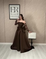 فستان كاف دانتيل بني