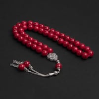 سبحة بحجر الكوارتز الاحمر مع شكة فضة 10مل