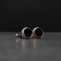 كبك رجالي فضة مع حجر أونيكس أسود