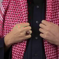 خاتم رجالي فضة استرليني مزين بحجر عقيق أحمر