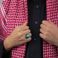 خاتم رجالي فضة استرليني مزين بحجر الفيروز