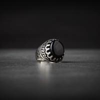 خاتم رجالي فضة استرليني مزين بحجر أونيكس أسود ل ال...