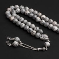 سبحة بحجر اليشب مع شكة فضة 10مل