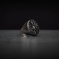 خاتم رجالي فضة استرليني مزين بأحجار زركون سوداء