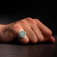 خاتم رجالي بحجر عقيق اخضر