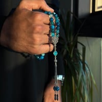 سبحة بحجر عقيق أزرق مع شكة فضة 8مل