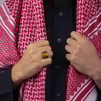 خاتم رجالي فضة بحجر عين النمر