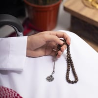 سبحة بكلايت بني مع طربزونة فضة