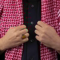 خاتم رجالي فضة بحجر عين النمر بخطوط طولية أنيقة