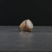 خاتم رجالي فضة استرليني مزين بحجر عقيق أبيض