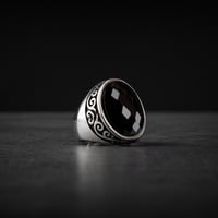 خاتم رجالي فضة استرليني مزين بحجر زركون أسود