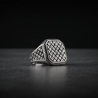 خاتم رجالي فضة استرليني عيار 925 بتصميم سلاسل