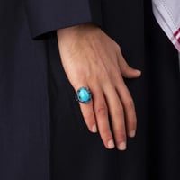 خاتم رجالي فضة استرليني مزين بحجر الفيروز