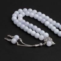 سبحة بحجر الكوارتز اللبني مع شكة فضة 10مل