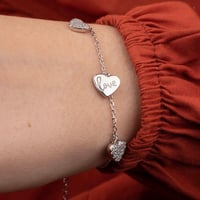 اسوارة فضة نسائي مع تميم قلوب ثلاثية