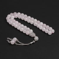 سبحة بحجر الكوارتز الزهري الفاتح مع شكة فضة 10مل