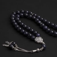 سبحة بحجر الازرق النجمي مع شكة فضة 10مل