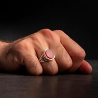 خاتم رجالي بحجر عقيق أحمر