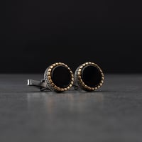 كبك رجالي فضة مع حجر أونيكس أسود