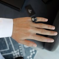 خاتم رجالي فضة استرليني مع تصميم سعودي فخم