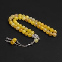 سبحة بحجر عقيق أصفر مع شكة فضة 10 مل