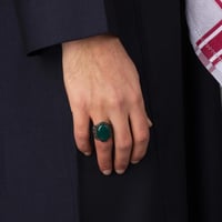 خاتم رجالي فضة مزين بحجر عقيق أخضر