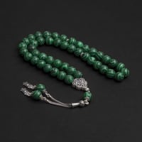 سبحة بحجر ملاكيت مع شكة فضة 10 مل