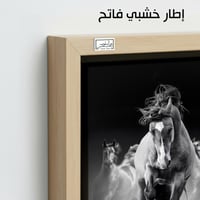 HR58حصان بري يركض وسط الضباب - لوحة فنية بالأبيض و...