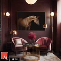 HR51 لوحة فنية معاصرة تصور حصانًا بنيًا جميلًا، يق...