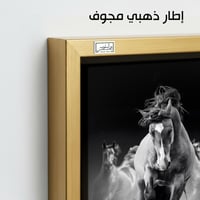 HR58حصان بري يركض وسط الضباب - لوحة فنية بالأبيض و...