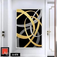 A479 لوحة فنية تجريدية بألوان ذهبية وفضية على خلفي...