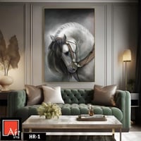 HR1 لوحة فنية راقية تصور حصاناً أبيض بتفاصيل مميزة...