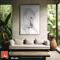 HR106 لوحة فنية معاصرة تصور حصانًا أبيضًا جميلاً ب...