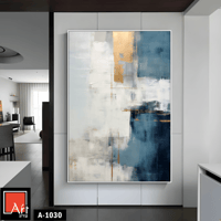 A1030 لوحة تجريدية بألوان زرقاء وذهبية