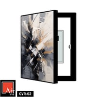 CVR62 لوحة تجريدية بالأبيض والأسود والبيج.