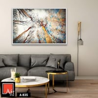 A835 لوحة زيتية تجريدية تصور غابة من منظور سفلي، ح...