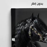 HR110 لوحة فنية بالأبيض والأسود تصور رأس حصان أسود...