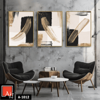 A1012 لوحة ثلاثية بألوان ذهبية وسوداء