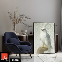 FLC16 لوحة صقر، أبيض، تصميم هادئ.