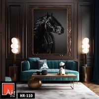 HR110 لوحة فنية بالأبيض والأسود تصور رأس حصان أسود...